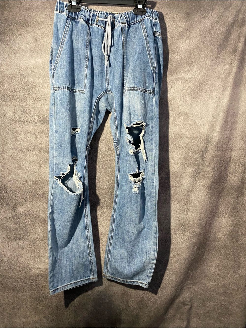 Women's Mustard Seed Light Blue Distressed Drawstring Jeans SZ M